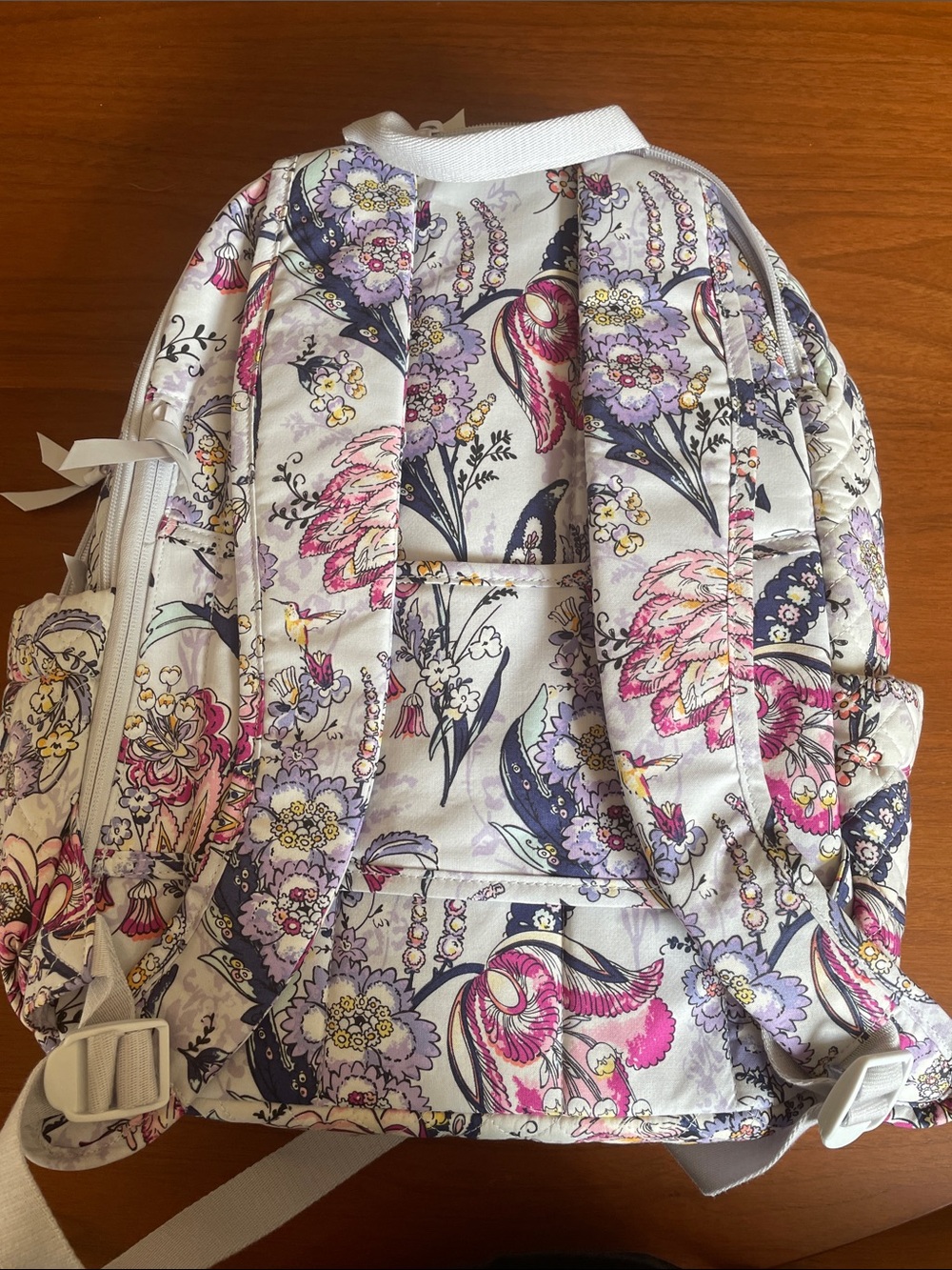 Vera Bradley Cream Quilted Backpack with Pink and Purple Floral Print - Picture 3 of 3